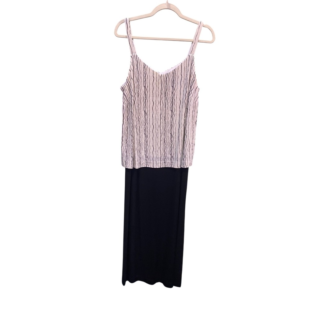 Alex Evenings Womens 16W Silver Black Glitter cruise Maxi Dress Formal Gown